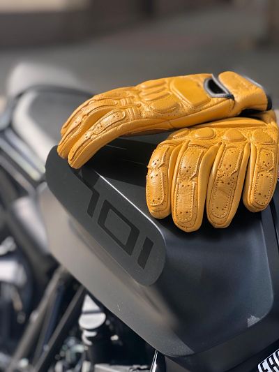 Yellow motorcycle gloves